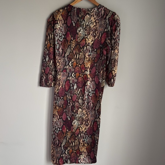 NEW REBECCA TAYLOR Snakeskin Print Silk Wrap Dress 12 - Picture 3 of 16